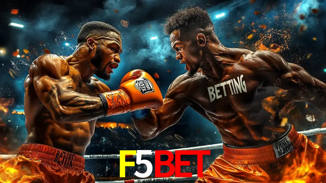 Dois boxeadores em uma luta intensa e explosiva, representando a adrenalina e as oportunidades de apostas em esportes de combate disponíveis na plataforma F5BET.